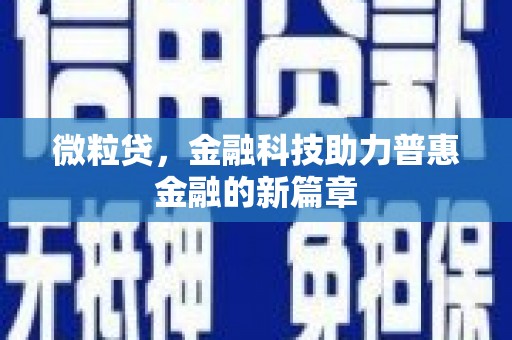 宁晋微粒贷，金融科技助力普惠金融的新篇章