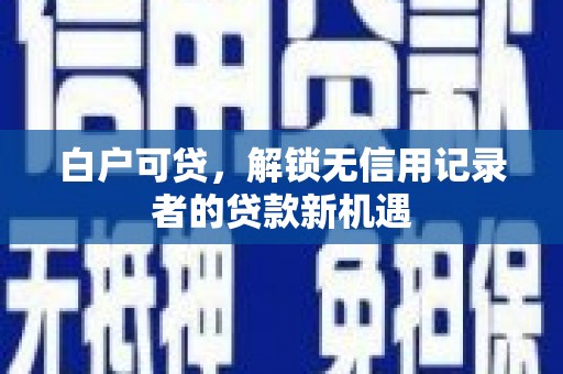 宁晋白户可贷，解锁无信用记录者的贷款新机遇