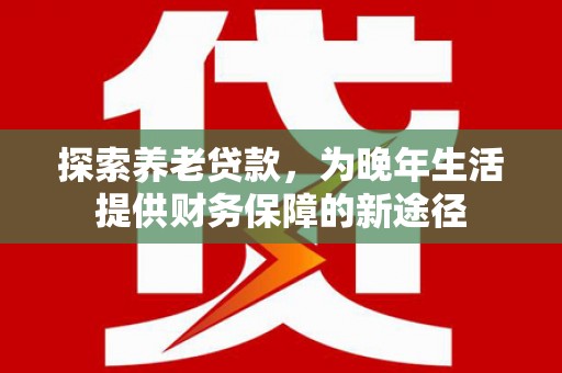 宁晋探索养老贷款，为晚年生活提供财务保障的新途径