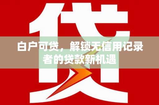 宁晋白户可贷，解锁无信用记录者的贷款新机遇