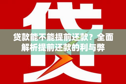 宁晋贷款能不能提前还款？全面解析提前还款的利与弊