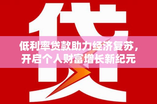 宁晋低利率贷款助力经济复苏，开启个人财富增长新纪元