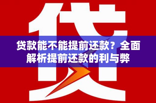 宁晋贷款能不能提前还款？全面解析提前还款的利与弊
